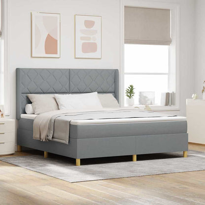 Boxspringbett Mit Matratze Stoff Hellgrau