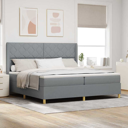 Boxspringbett Mit Matratze Stoff Hellgrau