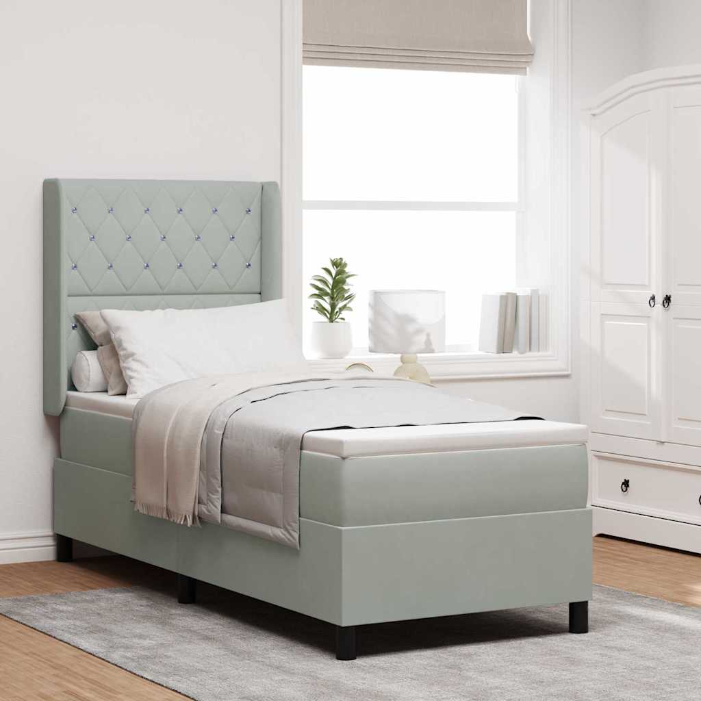 Boxspringbett Mit Matratze Samt Hellgrau