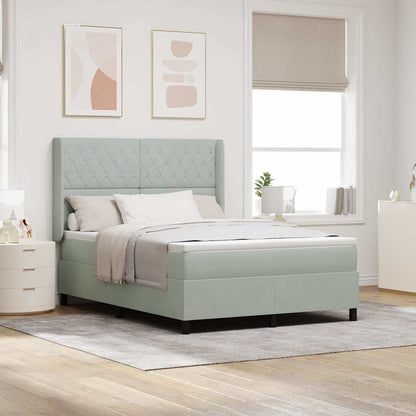 Boxspringbett Mit Matratze Samt Hellgrau