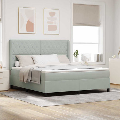 Boxspringbett Mit Matratze Samt Hellgrau