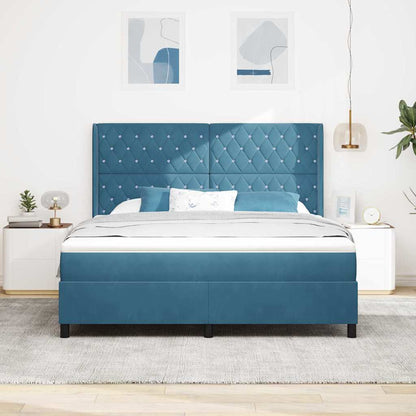 Boxspringbett Mit Matratze Samt Dunkelblau