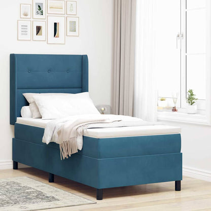 Boxspringbett Mit Matratze Samt Dunkelblau