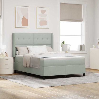 Boxspringbett Mit Matratze Samt Hellgrau