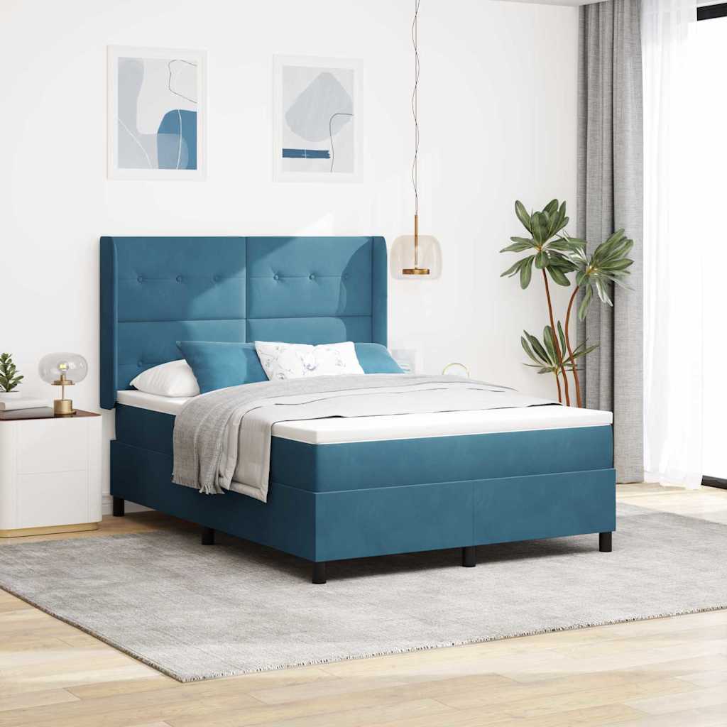 Boxspringbett Mit Matratze Samt Dunkelblau