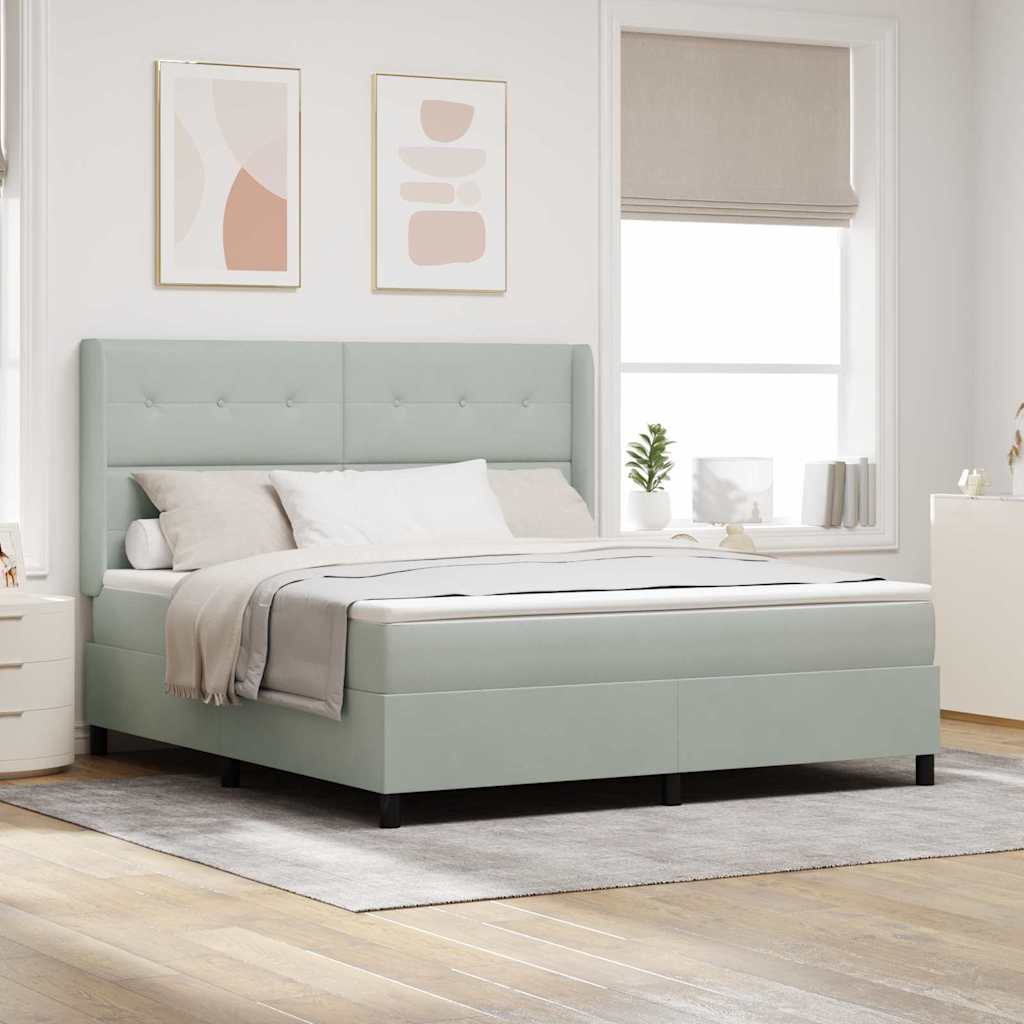 Boxspringbett Mit Matratze Samt Hellgrau