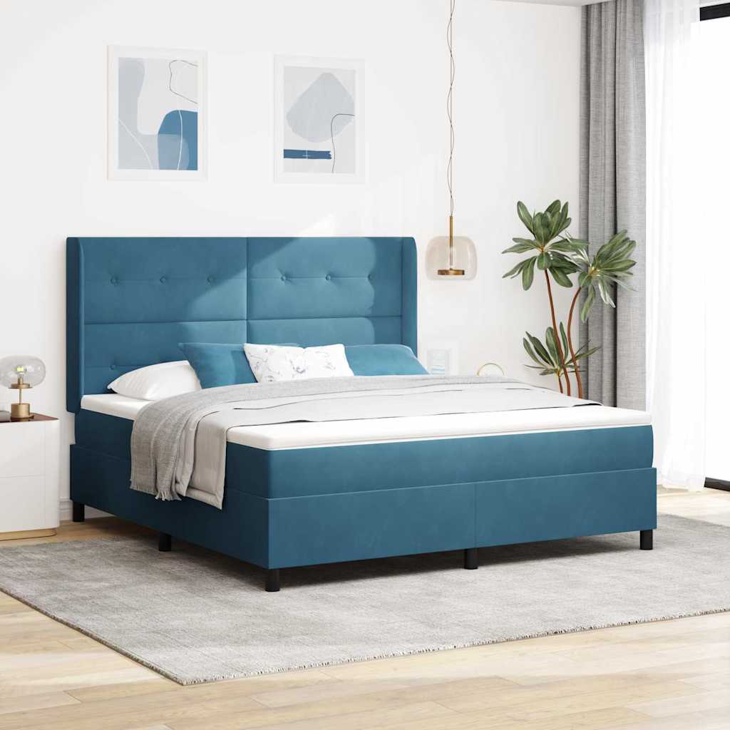 Boxspringbett Mit Matratze Samt Dunkelblau