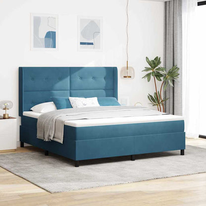 Boxspringbett Mit Matratze Samt Dunkelblau