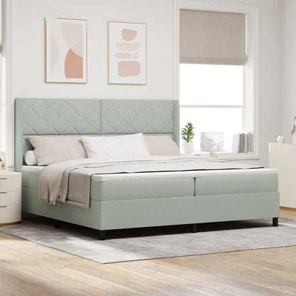 Boxspringbett Mit Matratze Samt Hellgrau