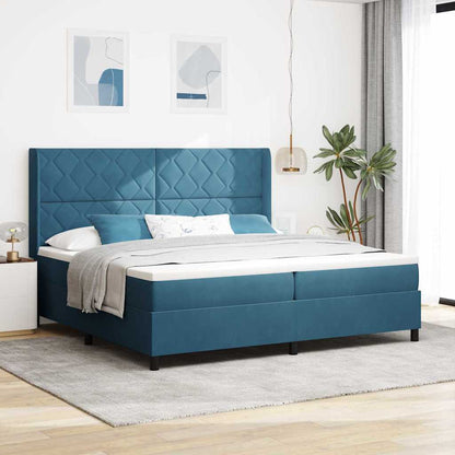 Boxspringbett Mit Matratze Samt Dunkelblau
