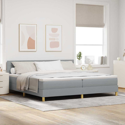 Boxspringbett Mit Matratze Hellgrau Stoff Helles Grau.