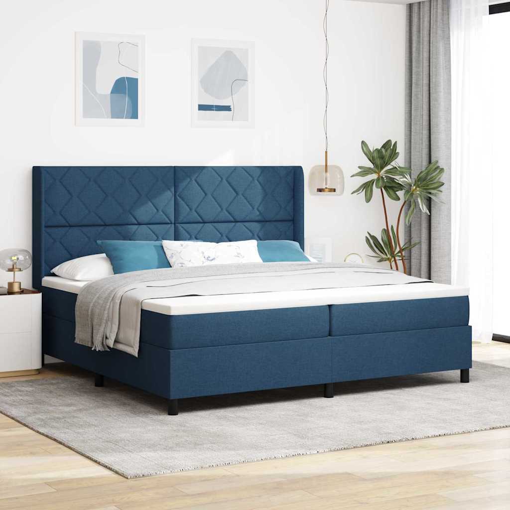 Boxspringbett Mit Matratze & Led Stoff Blau