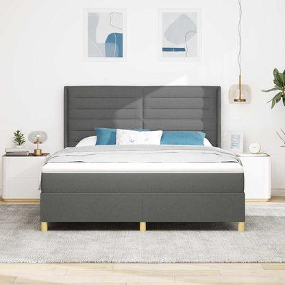 Boxspringbett Mit Matratze & Led Stoff Dunkelgrau