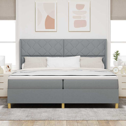 Boxspringbett Mit Matratze & Led Stoff Hellgrau