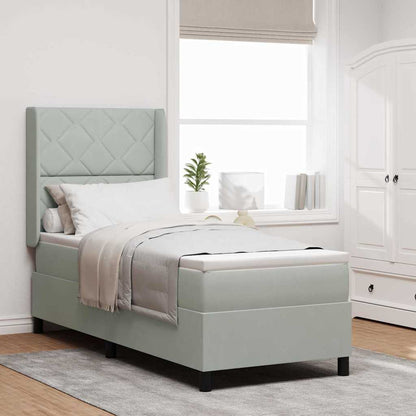 Boxspringbett Mit Matratze & Led Samt Hellgrau