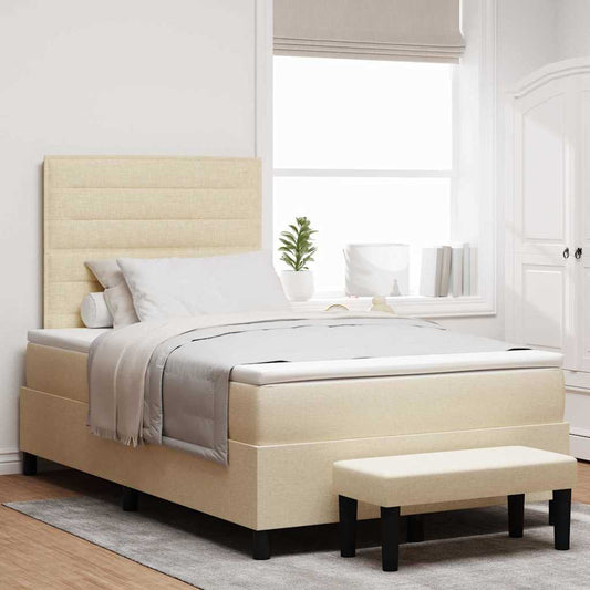 Boxspringbett Mit Matratze Creme 120 X 190 Cm Stoff Taupe