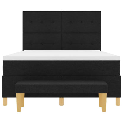 Boxspringbett Mit Matratze Schwarz 140 X 190 Cm Stoff Dunkelgrau