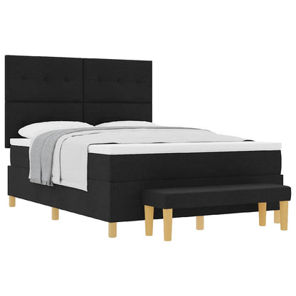 Boxspringbett Mit Matratze Schwarz 140 X 190 Cm Stoff Dunkelgrau