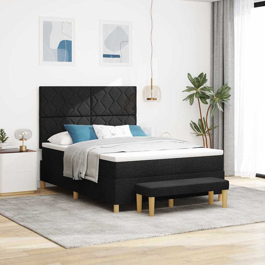 Boxspringbett Mit Matratze Schwarz 160 X 200 Cm Stoff Dunkelgrau