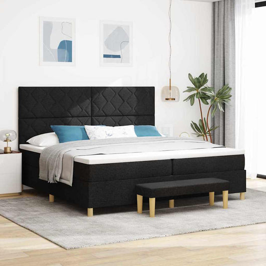 Boxspringbett Mit Matratze Schwarz 200 X 200 Cm Stoff Dunkelgrau