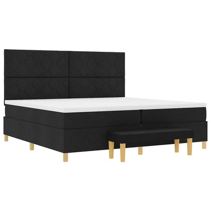 Boxspringbett Mit Matratze Schwarz 200 X 200 Cm Stoff Dunkelgrau