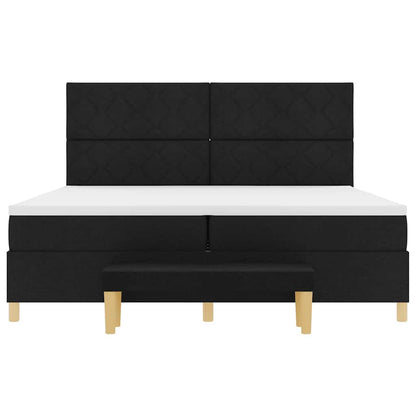 Boxspringbett Mit Matratze Schwarz 200 X 200 Cm Stoff Dunkelgrau