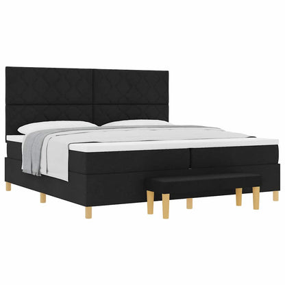 Boxspringbett Mit Matratze Schwarz 200 X 200 Cm Stoff Dunkelgrau