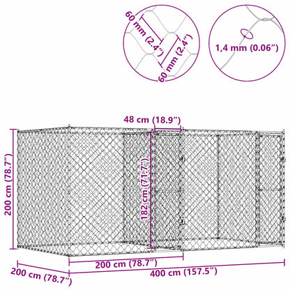 Hundekäfig Silber 400 X 200 X 200 Cm Verzinkter Stahl