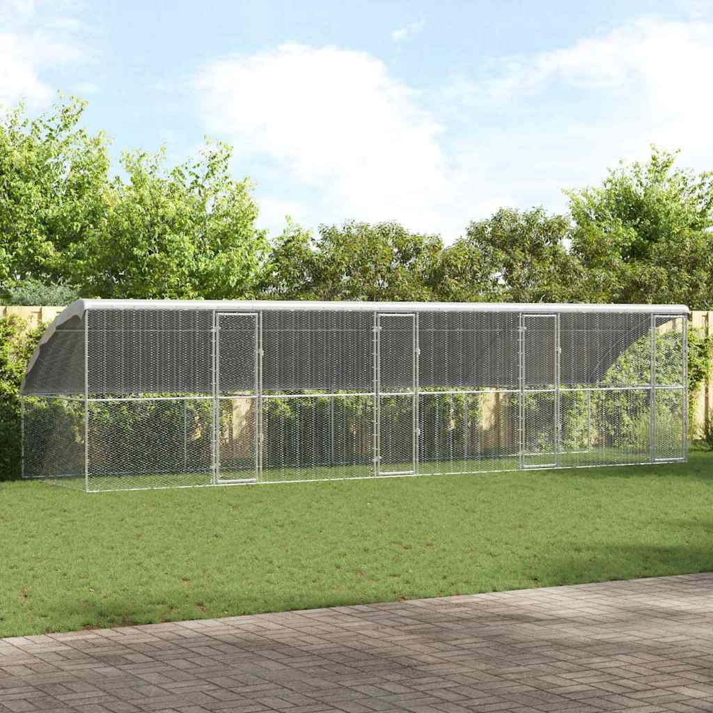 Hühnerkäfig Silber 400 X 200 X 198.5 Cm Verzinkter Stahl