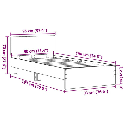 Bettgestell Schwarze Eiche 90 X 190 Cm Holzwerkstoff