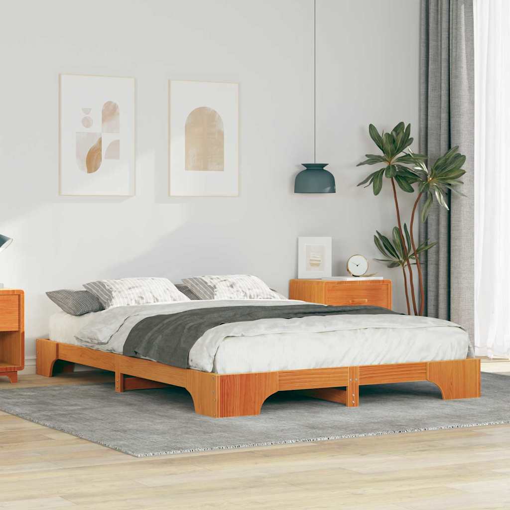 Bodenbettgestell Mit Speicher Braun Holz