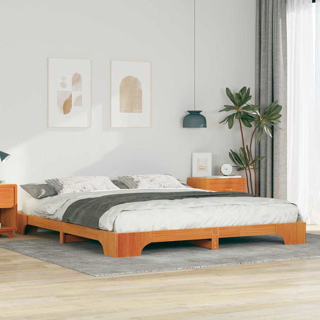 Bodenbettgestell Mit Speicher Braun Holz