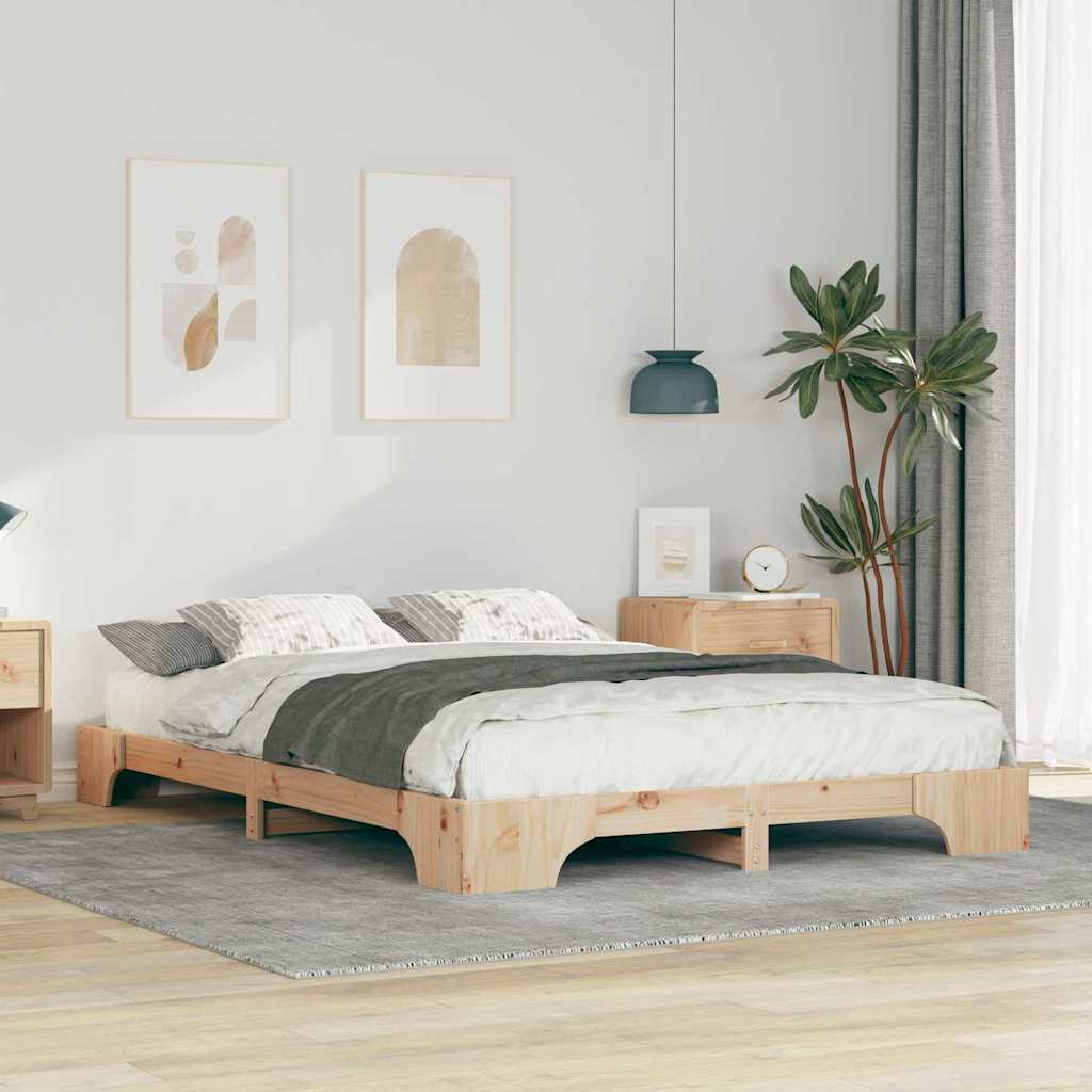 Bodenbettgestell Mit Speicher Braun Holz