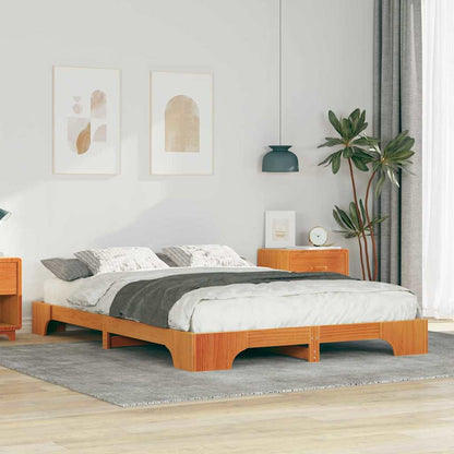 Bodenbettgestell Mit Speicher Braun Holz