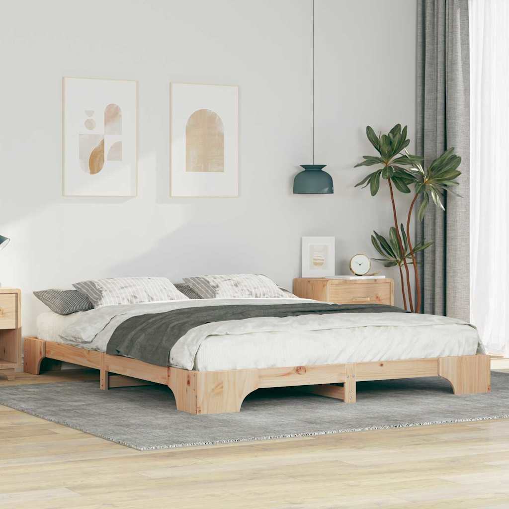 Bodenbettgestell Mit Speicher Braun Holz