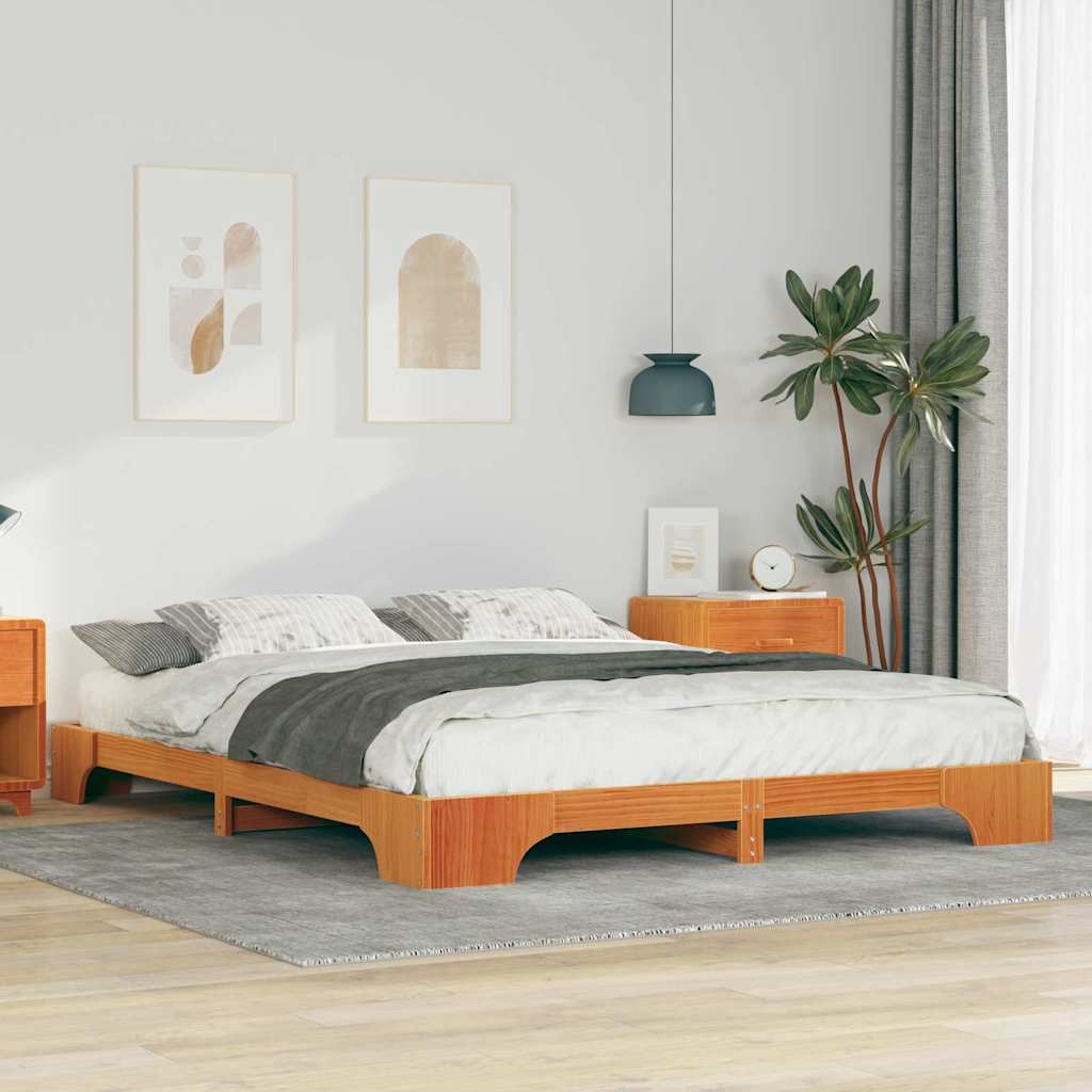 Bodenbettgestell Mit Speicher Braun Holz