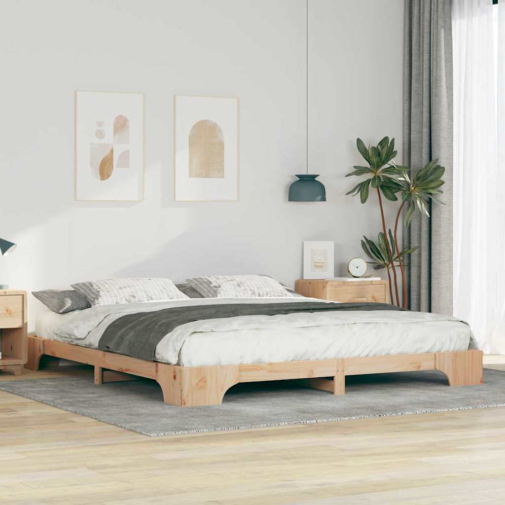 Bodenbettgestell Mit Speicher Braun Holz