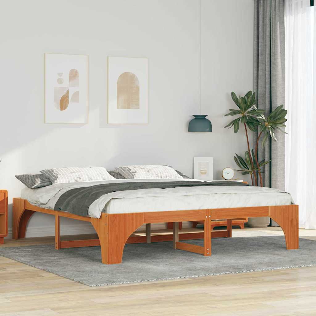Bodenbettgestell Mit Speicher Braun Holz