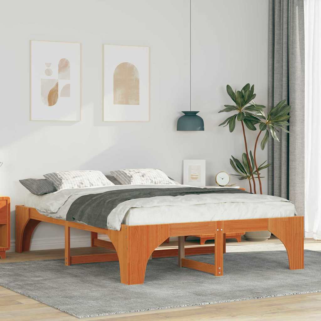Bodenbettgestell Mit Speicher Braun Holz