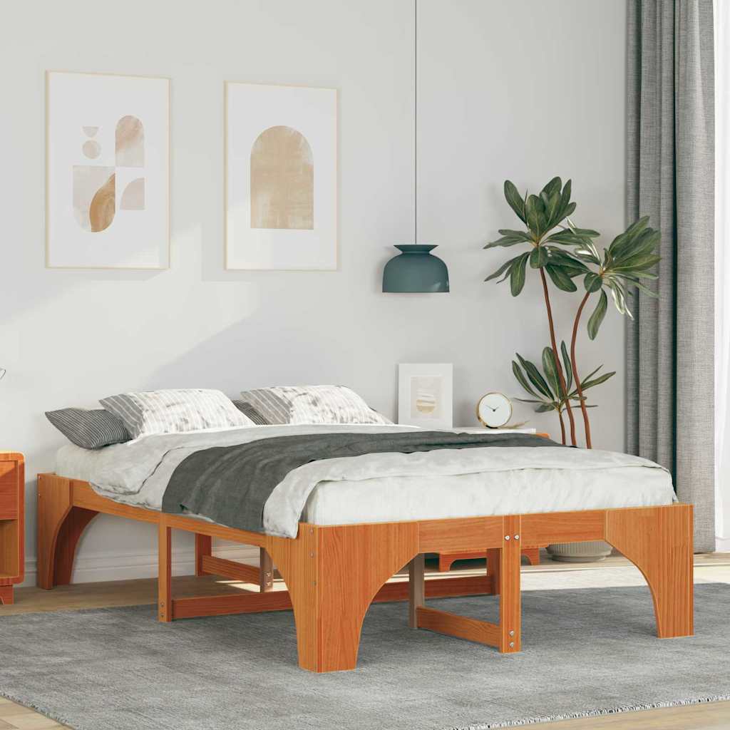 Bodenbettgestell Mit Speicher Braun Holz