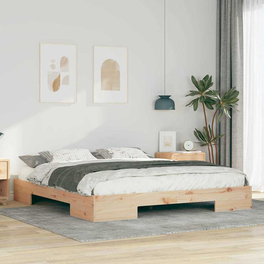 Bodenbettgestell Braun Massivholz Kiefer
