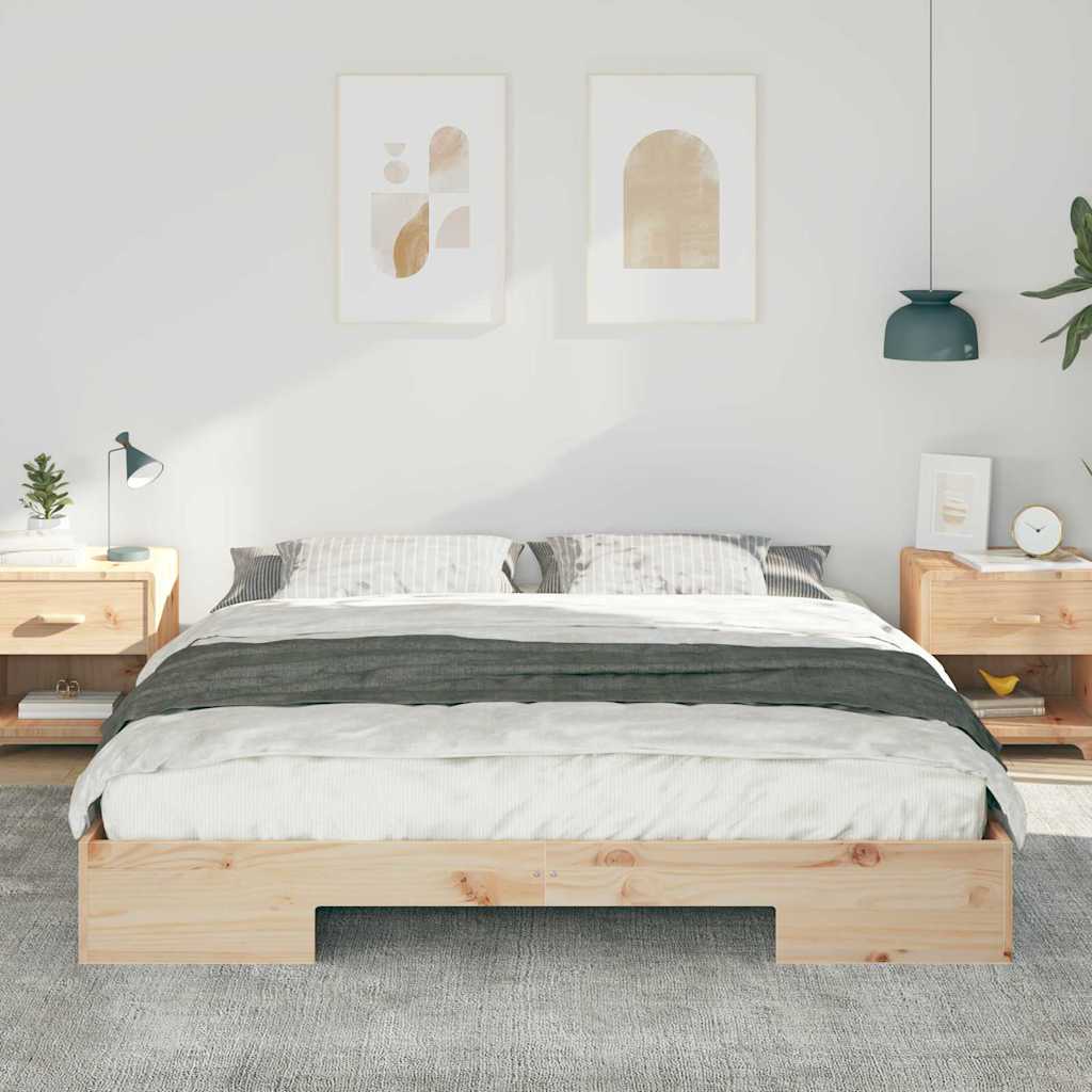 Bodenbettgestell Braun Massivholz Kiefer