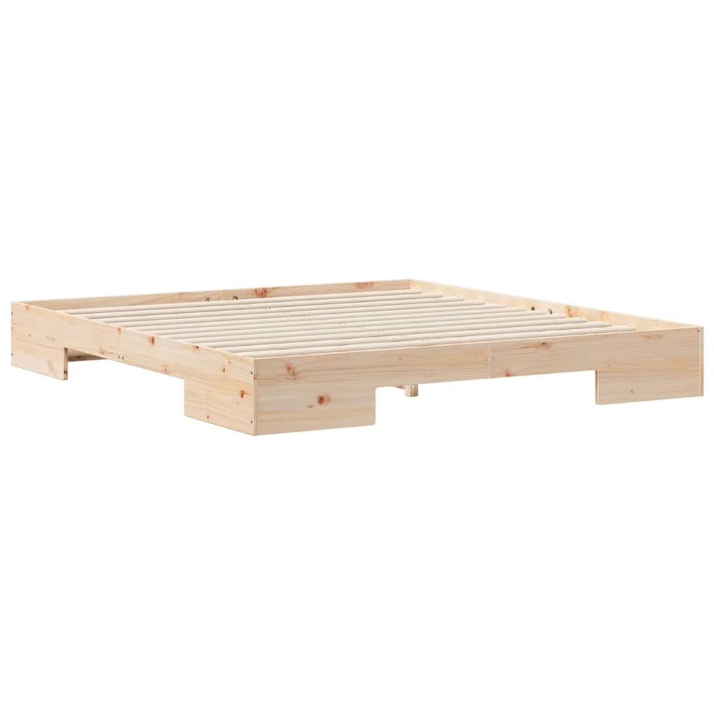 Bodenbettgestell Braun Massivholz Kiefer