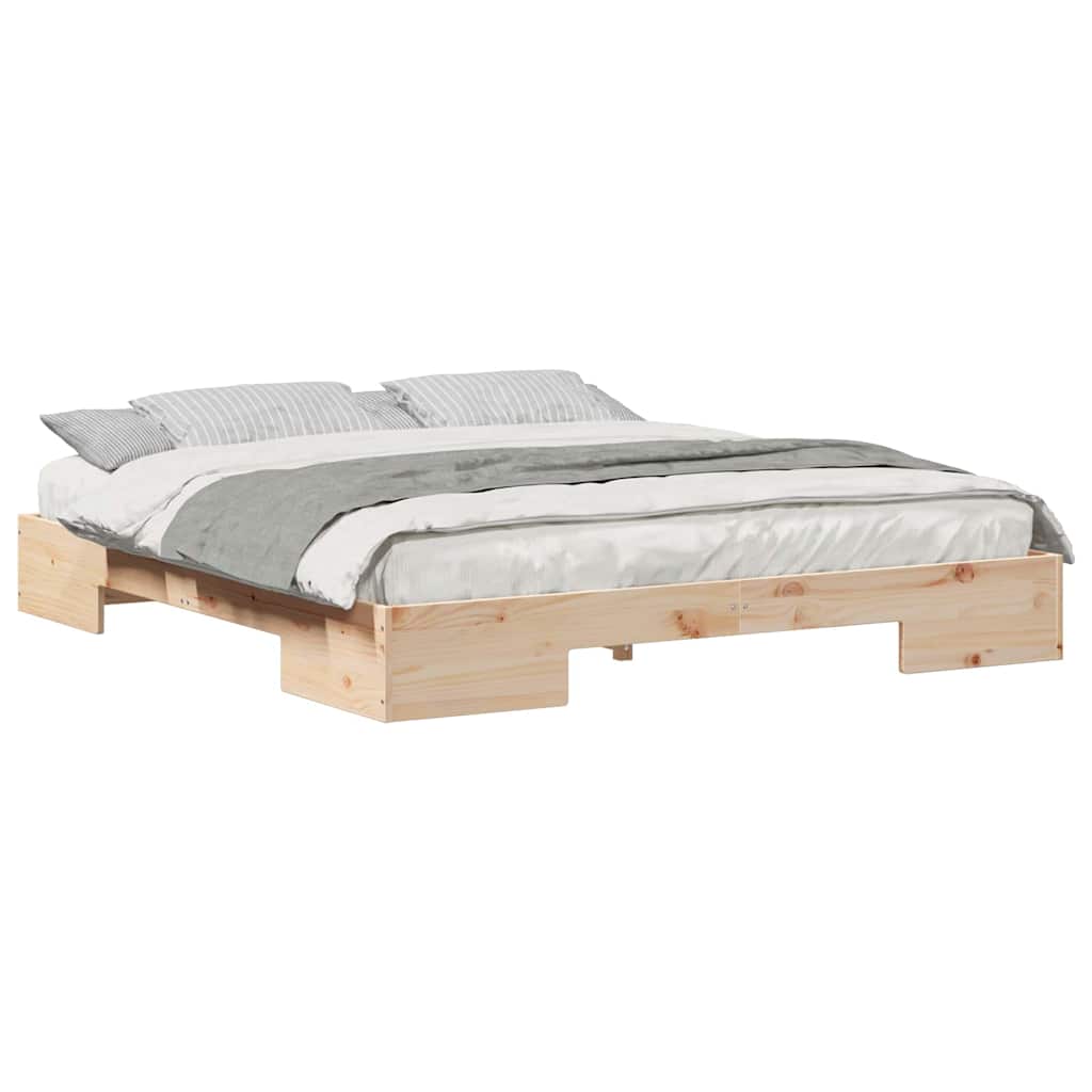 Bodenbettgestell Braun Massivholz Kiefer