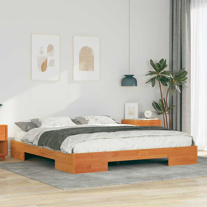Bodenbettgestell Braun Massivholz Kiefer
