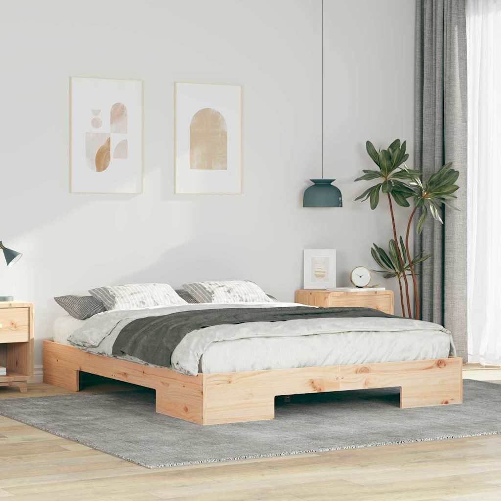 Bodenbettgestell Braun Massivholz Kiefer