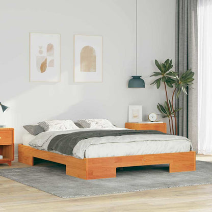 Bodenbettgestell Braun Massivholz Kiefer