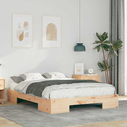 Bodenbettgestell Braun Massivholz Kiefer