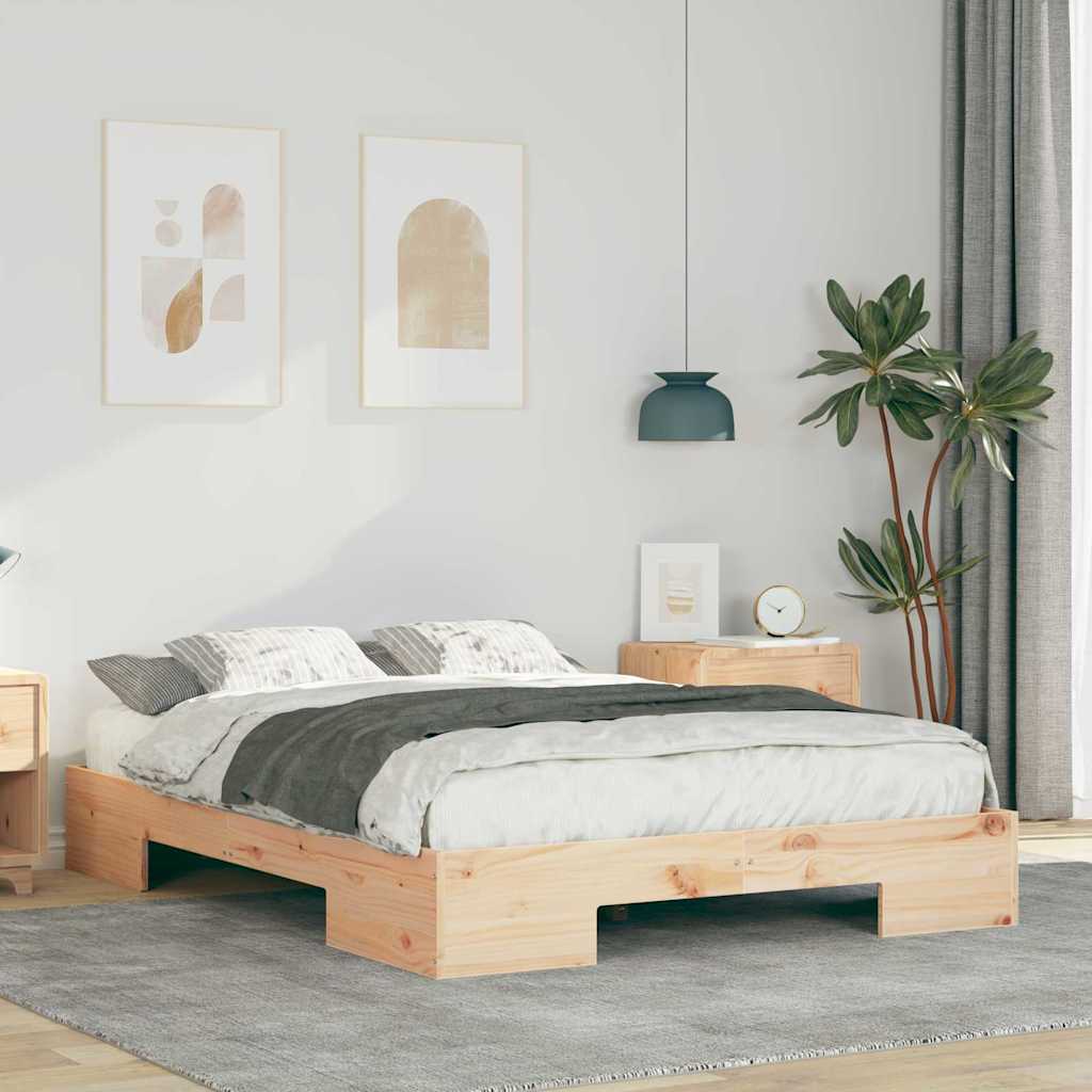 Bodenbettgestell Braun Massivholz Kiefer