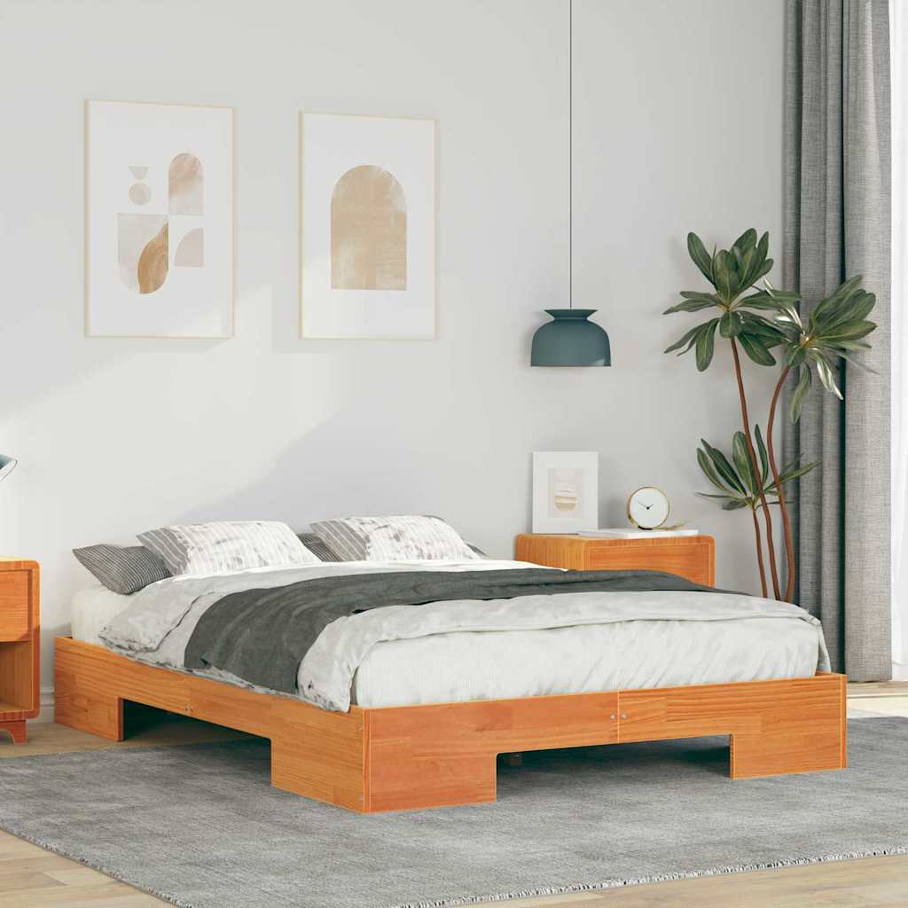 Bodenbettgestell Braun Massivholz Kiefer